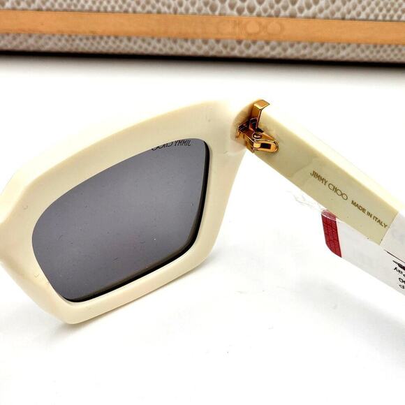 Jimmy Choo 51MM Embellished White/Ivory Rectangle Sunglasses - Picture 9 of 13